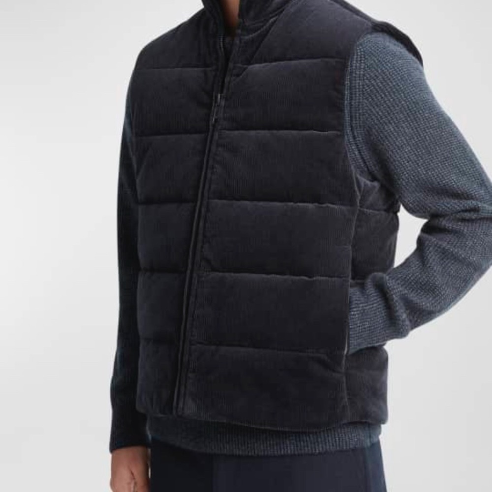 Vince Men's Navy Blue Quilted Corduroy Vest